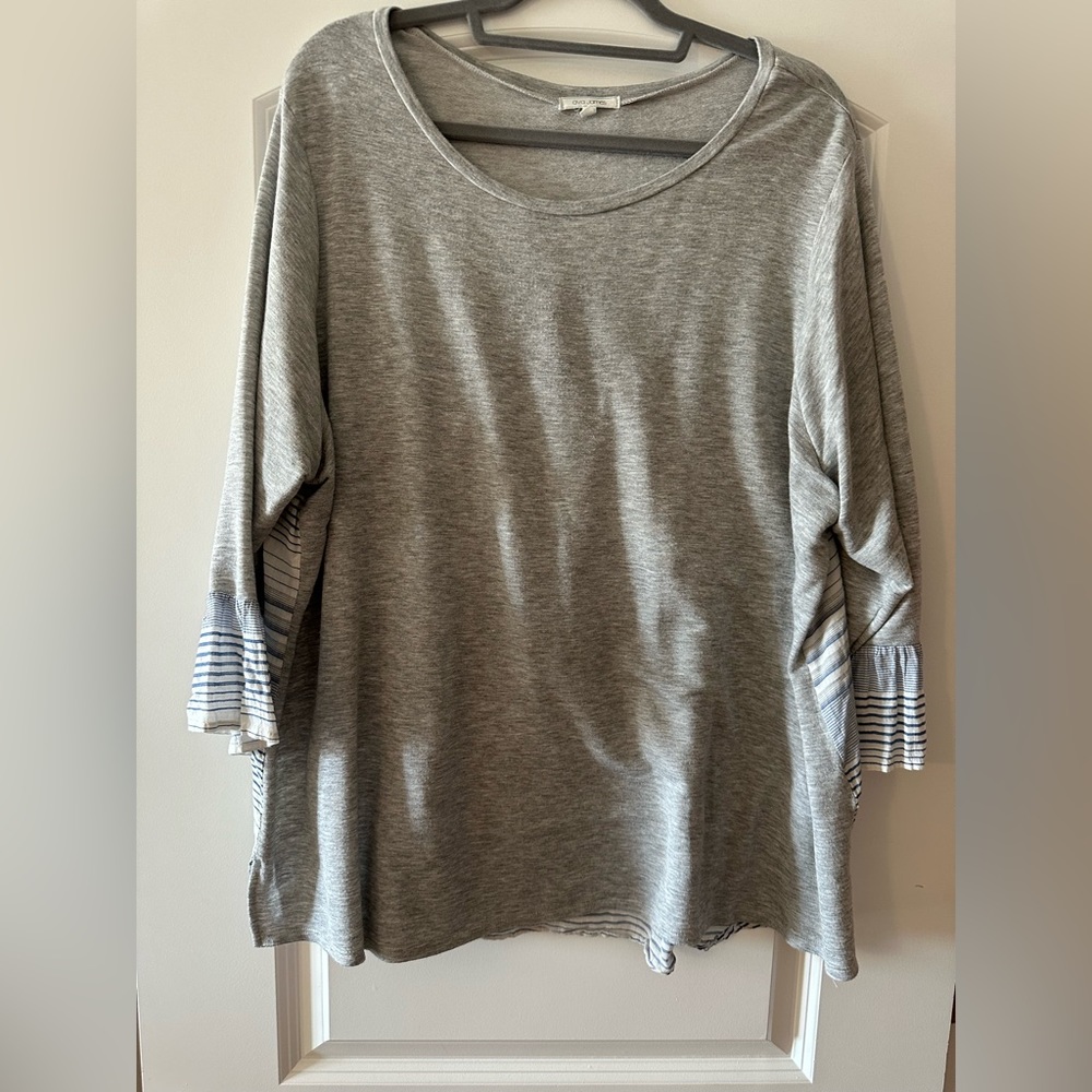 Gray top with striped detail back